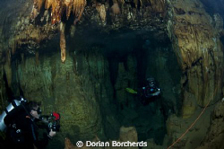 What a pretty cave. Kim and Karen having a great  dive. by Dorian Borcherds 